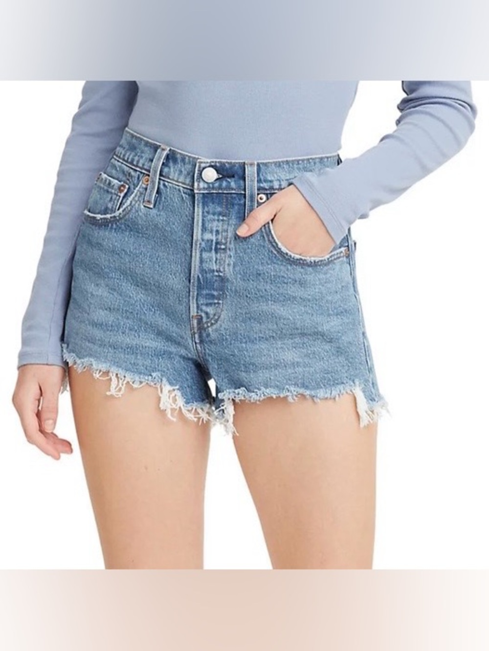 Levi's 501 Original Festive Western Fit High Rise Denim Cutoff Shorts Size 25